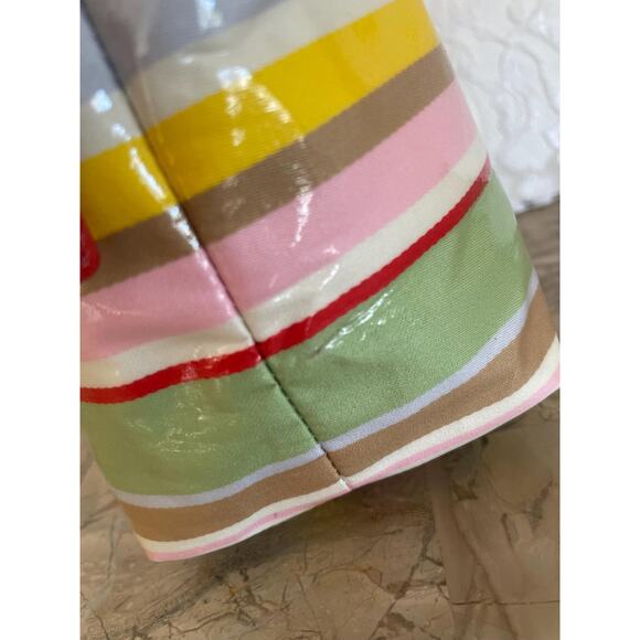 Vtg COACH striped multicolored coated fabric Y2K Demi mini bag - Picture 8 of 11